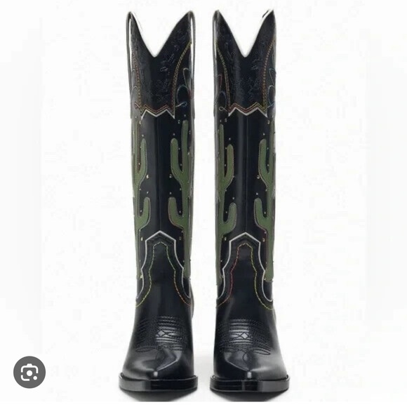 Zara Shoes Zara Cactus Cowboy Boots Poshmark